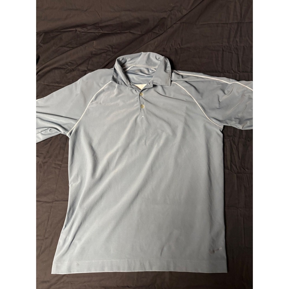 Nike Golf Dri-FIT Polo Shirt Mens Large Blue Short Sleeve Raglan Piping Mesh Bac